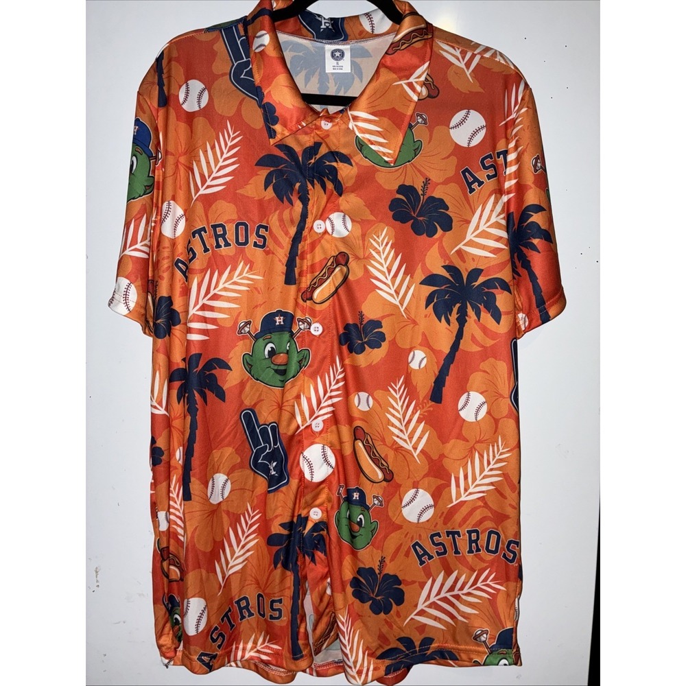 Houston Astros MLB Hawaiian Shirt XL Orange Officially Licensed Baseball Dad Fun